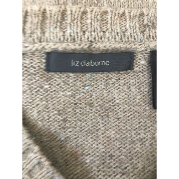 Liz Claiborne Women’s Medium Sweater Beige Cable Knit V-Neck Pullover - Picture 5 of 7